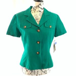 Adrianna Papell Green Button-Up Top